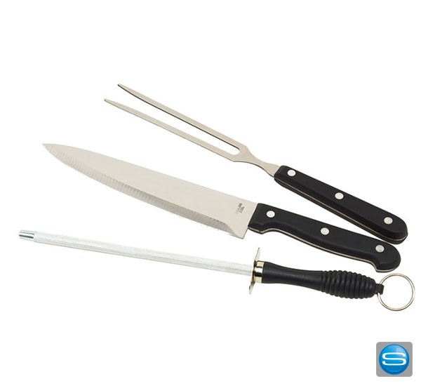 Edelstahl Tranchierbesteck 3teilig als Kundengeschenk bedrucken
