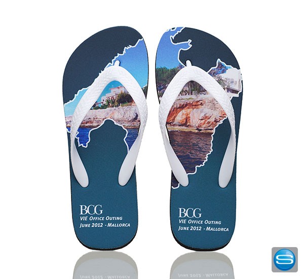 Zehensandalen mit Ihrem Design als Werbeartikel!