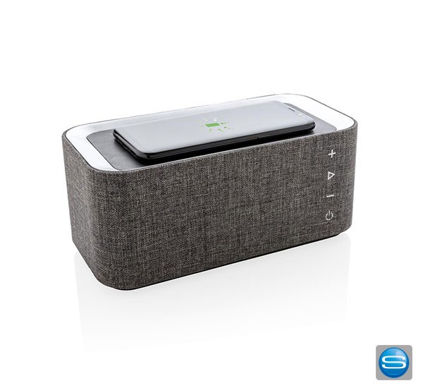 Lautsprecher Box mit Wireless Charger als Werbepäsent
