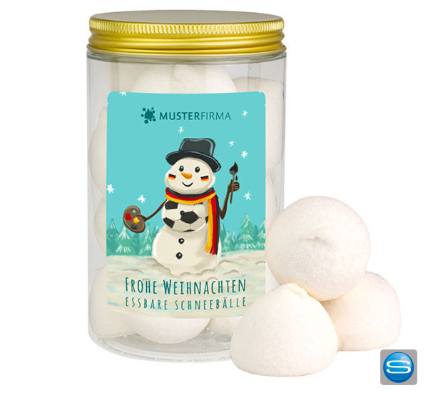 Süße Schneeballkugeln im Glas mit Ihrem Logo