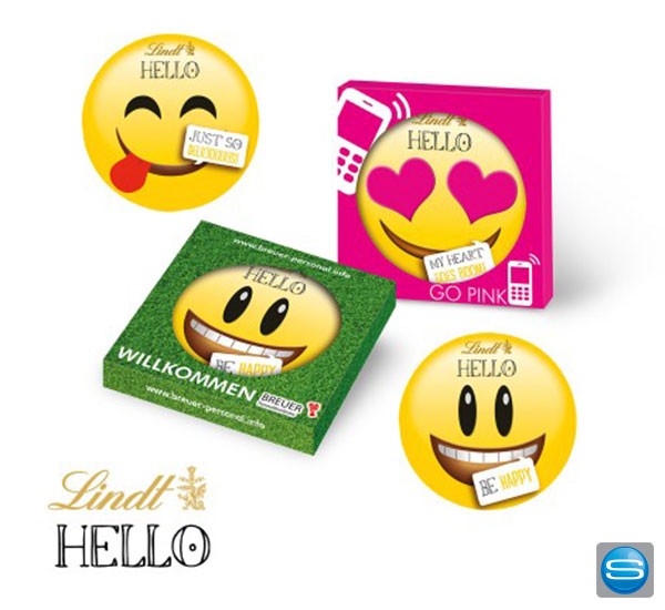 Lindt HELLO Emotis in bedruckbarer Kartonhülle