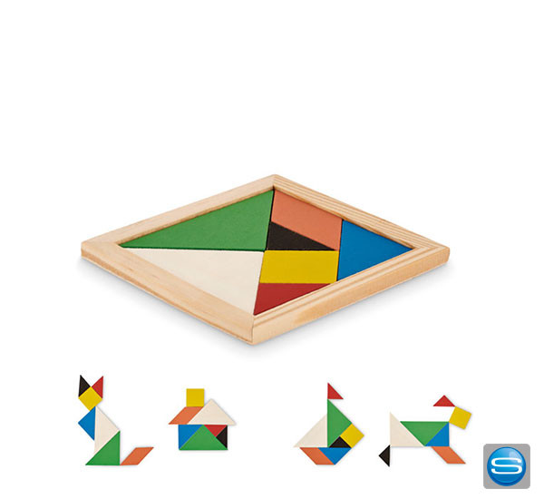 Tangram Puzzle aus Holz mit Ihrem Firmenzeichen