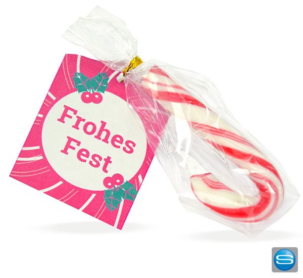 Zuckerstange mit individuell bedruckbarer Grußkarte