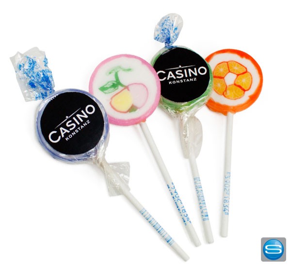 Logo-Lollies mit eigenem Etikett
