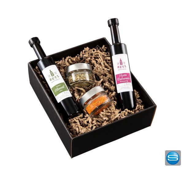 Atlantis-Set Basic mit Olivenöl, Balsamicoessig und Gewürzen als Werbegeschenk
