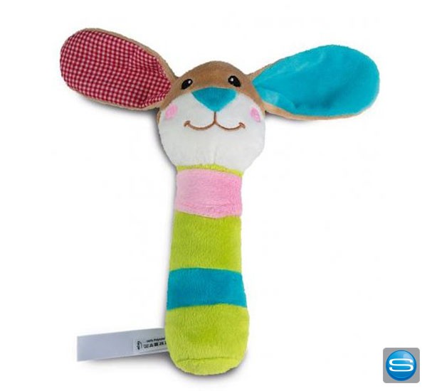 Babyspielzeug mit Rassel mit Logodruck