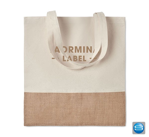 Einkaufstasche mit Besatz aus Jute als Werbegeschenk