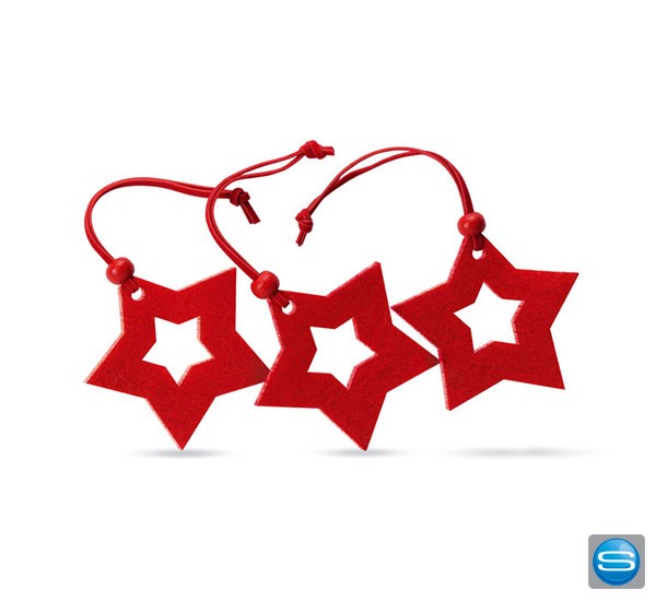 3-teiliges Set von Filzanhängern in Sternform