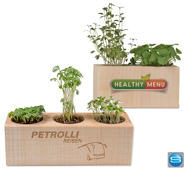 2er oder 3er Pflanzholz mit Logo gravieren oder bedrucken