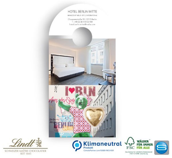 Lindt Herz mit Türanhänger individuell bedrucken