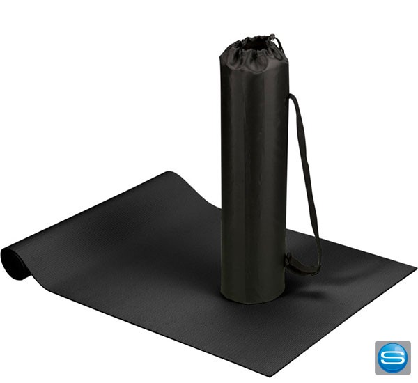 Yogamatten mit Logodruck auf der Hülle