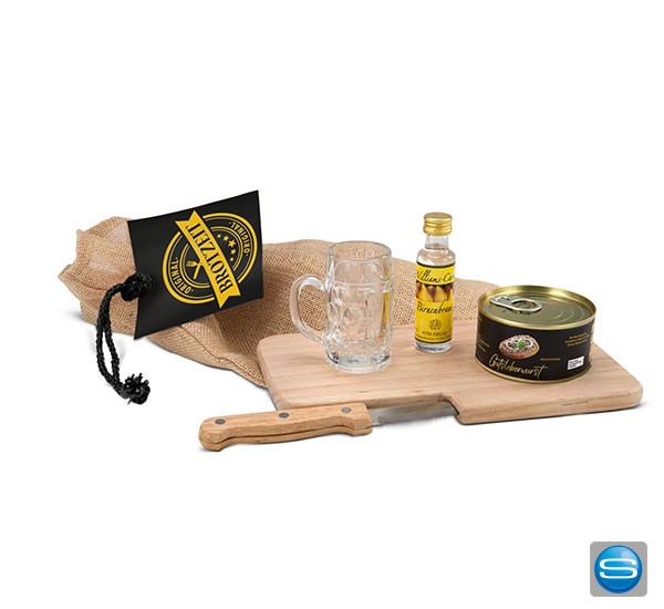 Schneidebrett mit Pausenbrot als Werbeartikel