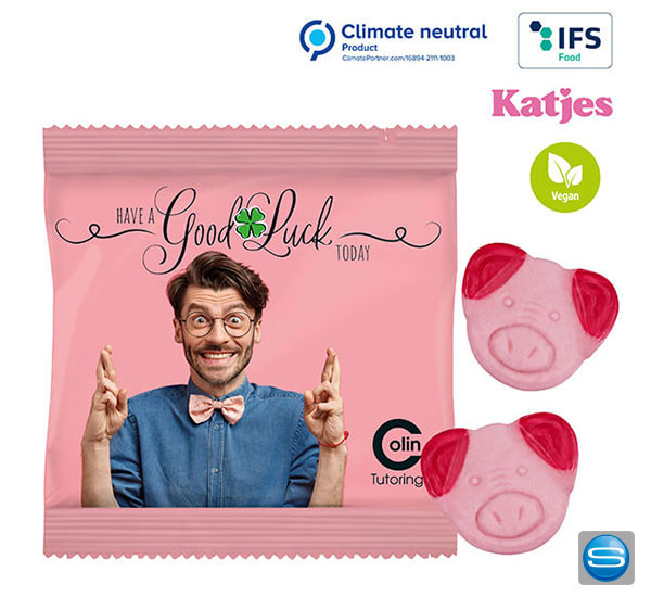 Katjes Fred Ferkel mit Ihrer Werbebotschaft veredelt