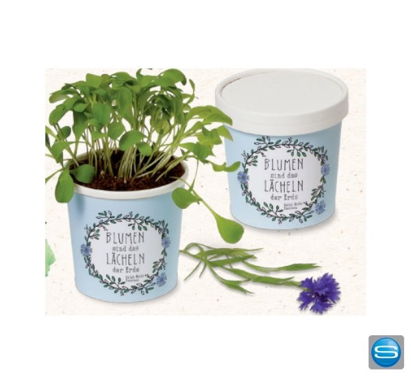 Becher Blümchen als individueller Werbeträger