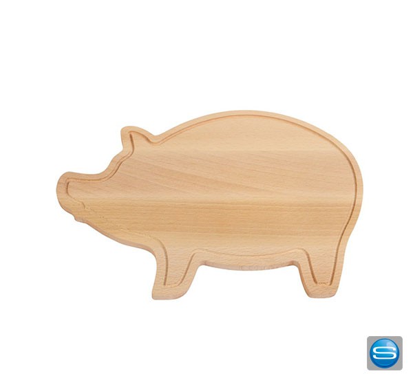 Schneidebrett in Schweinform mit Logogravur