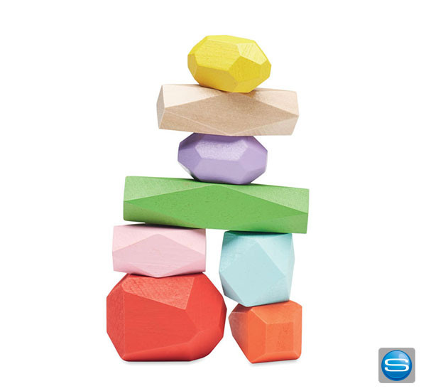 Bunte Holzbausteine zum stapeln mit Ihrem Logo bedruckt