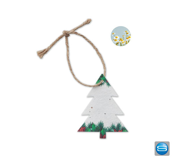 Weihnachtlicher Samenpapier Anhänger als Werbegeschenk