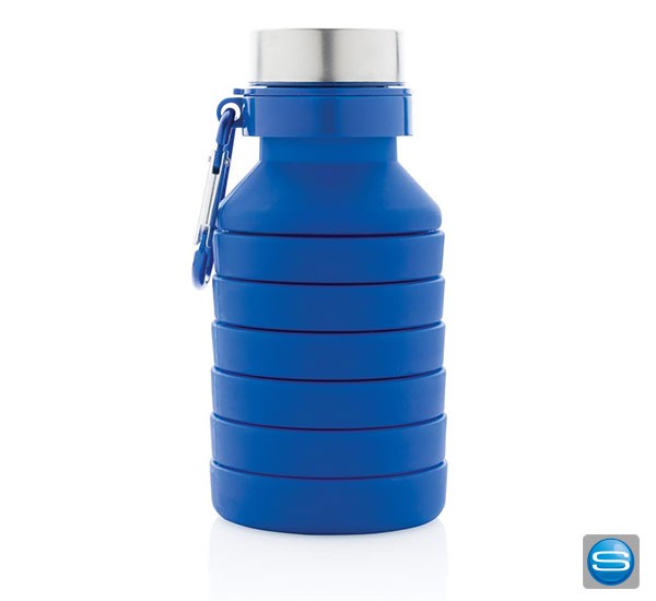 Faltbare auslaufsichere Silikontrinkflasche als Werbegeschenk mit Logodruck