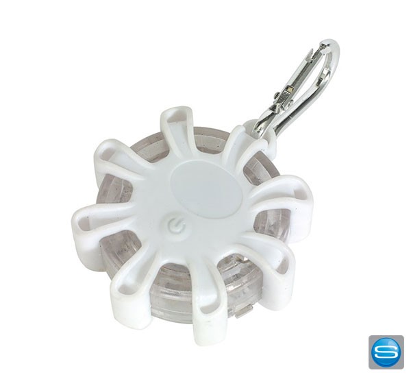 Sicherheitslicht an Karabiner als Werbegeschenk