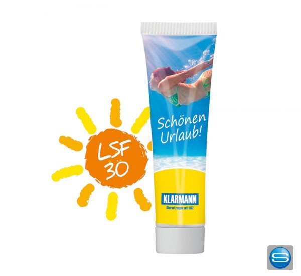 Sonnencreme in individuell bedruckter Tube