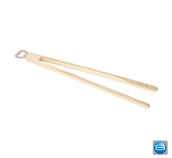 2in1 Holzgrillzange und Flaschenöffner als Werbegeschenk mit eigenem Logo