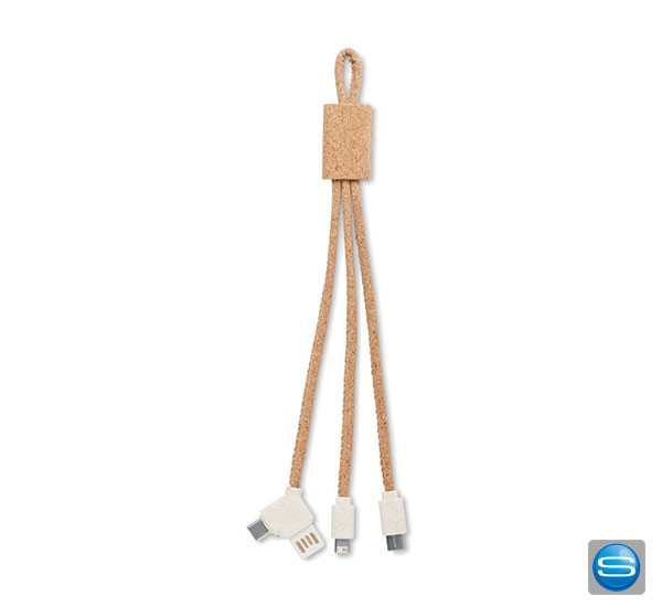 Bedruckbares 3in1 Ladekabel mit Korkbesatz