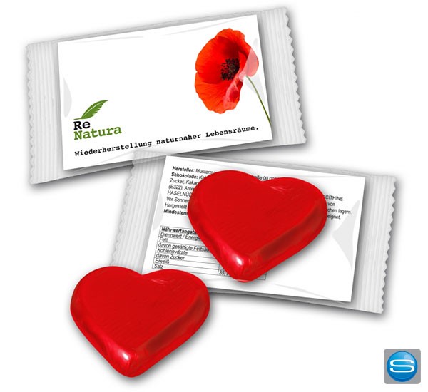Schokoladenherz mit Karte im Flowpack