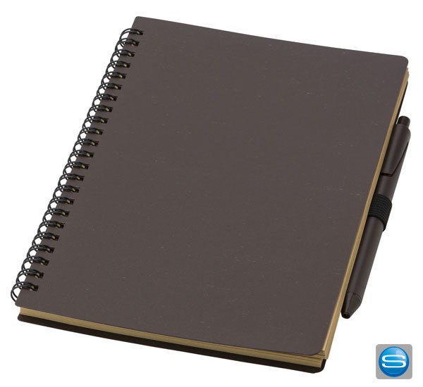 Notizbuch und Kugelschreiber aus Kaffeefaser mit Ihrem Logo bedrucken