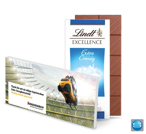 Flache Schokotafel von Lindt mit Werbedruck
