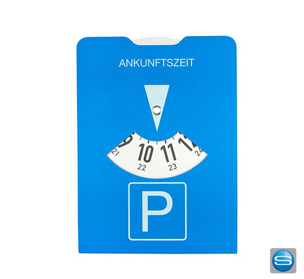Papp-Parkscheibe blau als Werbeartikel