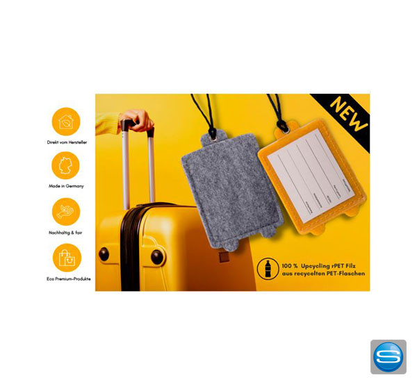 Nachhaltiger Filz-Kofferanhänger mit Werbeaufdruck