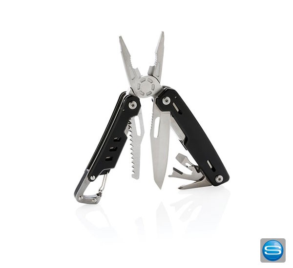 Multi Werkzeug mit Karabiner als Werbeträger