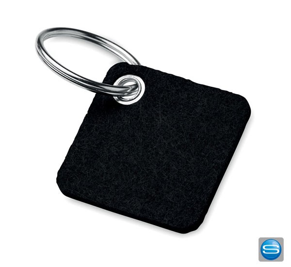 Quadratischer Recyclingfilz Schlüsselanhänger mit Logo bedrucken