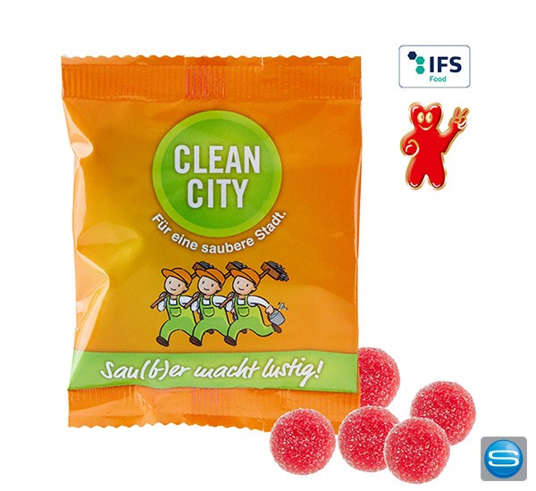 Saure Fruchtgummi im Werbetütchen mit Ihrem Logo