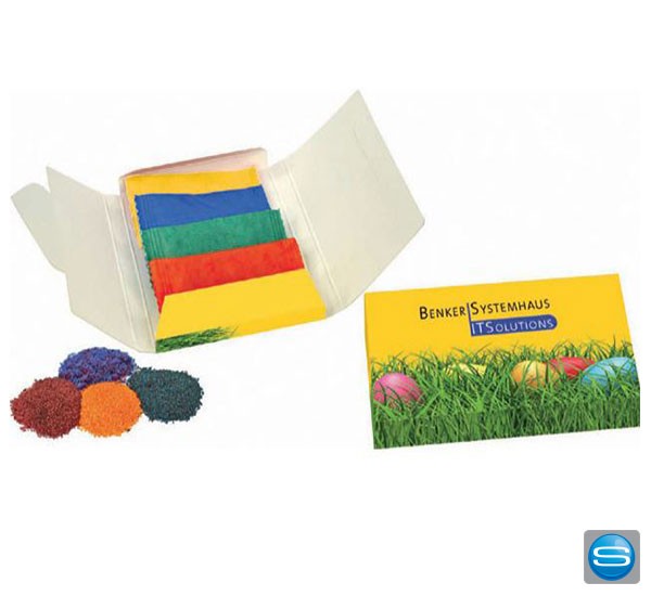 Eierfärbetabletten im bedruckbaren Klappkärtchen als Ostergruß