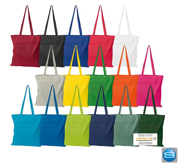 Baumwolltasche mit langen Tragehenkeln individuell bedruckbar