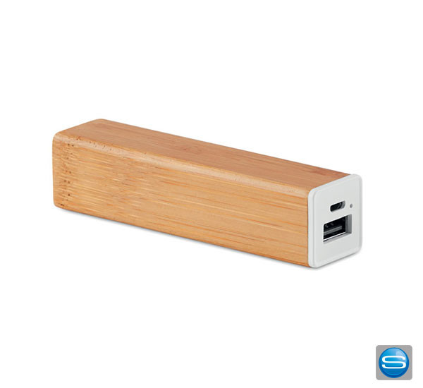 Powerbank klein aus Bambus mit Ihrem Logo