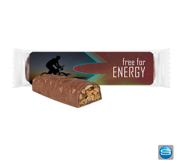 Energie Riegel Erdnuss Karamell mit bedruckbarem Etikett