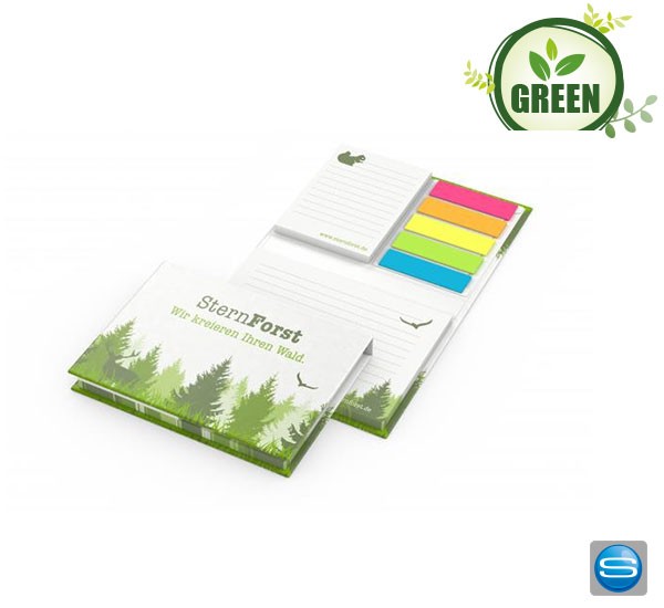 Nachhaltiges Kombi Set mit Haftnotiz Block als Werbemittel