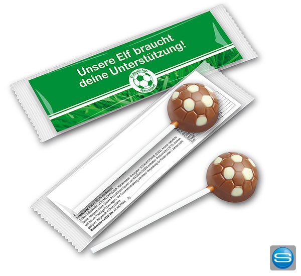 Lolly in Fußball Optik mit Ihrem Slogan