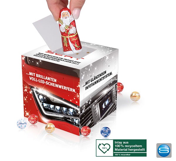 Adventskalender Cube mit Lindt Kugeln und Schokoladen Nikolaus