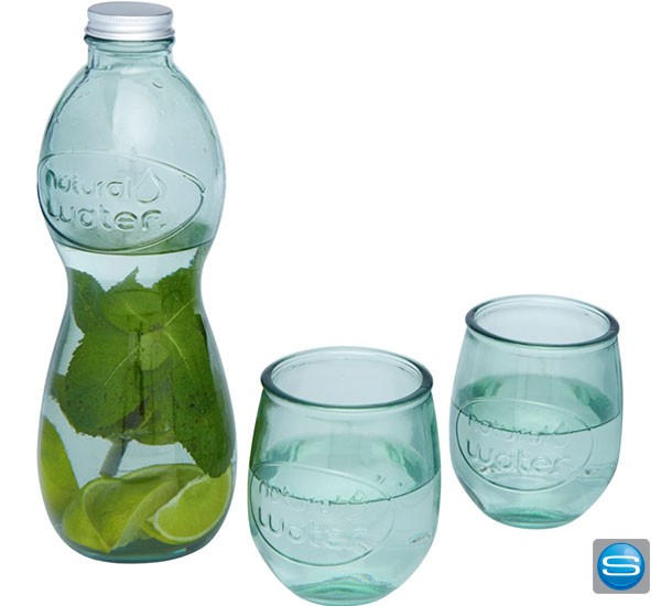 3-tlg. Set aus recyceltem Glas mit Logo bedrucken