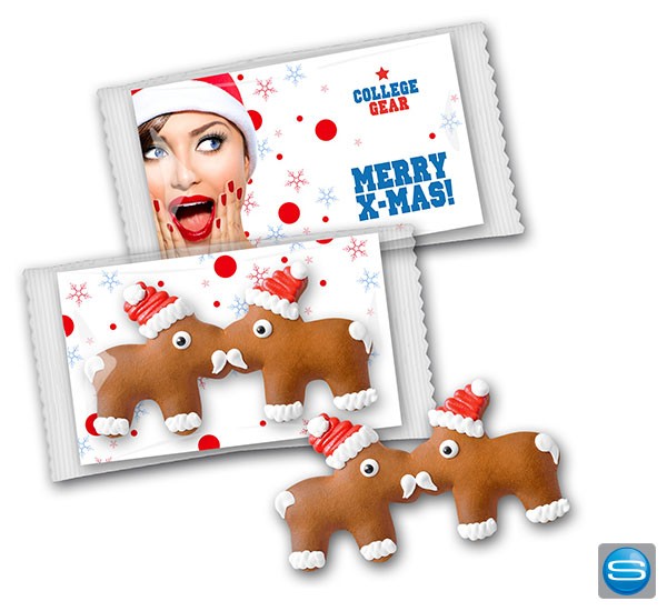 Elchteam auf Karte als Werbegeschenk