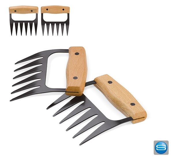 Fleischkrallen aus Metall mit Logodruck gravieren