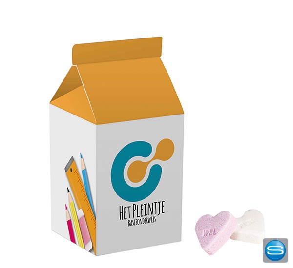 Milchkarton mit Zuckerherzen individuell bedrucken