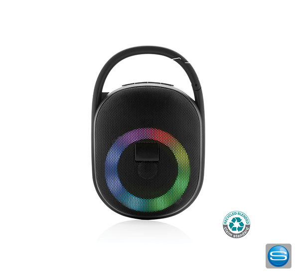 Lautsprecher aus recyceltem Kunststoff mit Logodruck