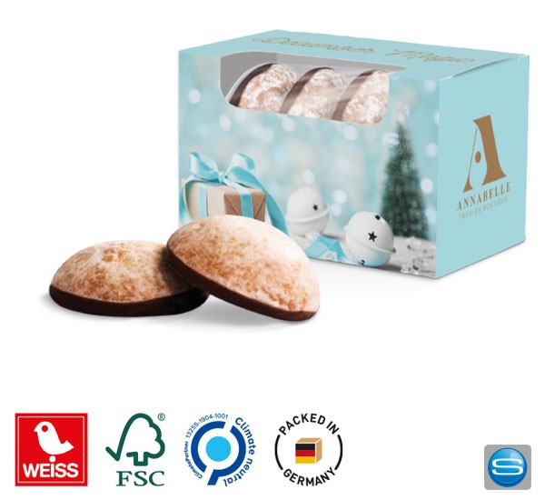 Mini Lebkuchen 4er mit bedruckbarer Werbebox