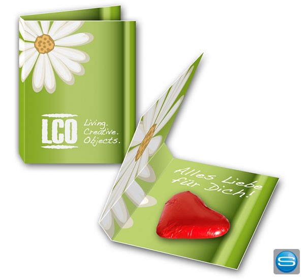 Klappkärtchen mit Schokoherz