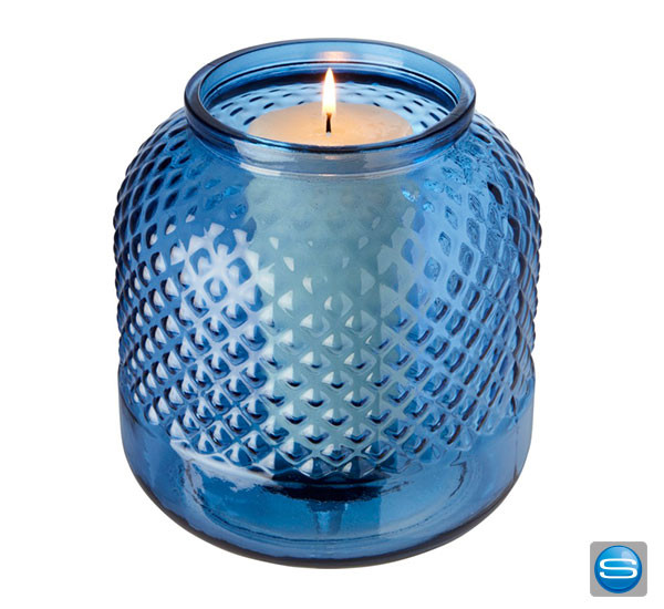 Kerzenhalter aus recyceltem Glas mit Logodruck