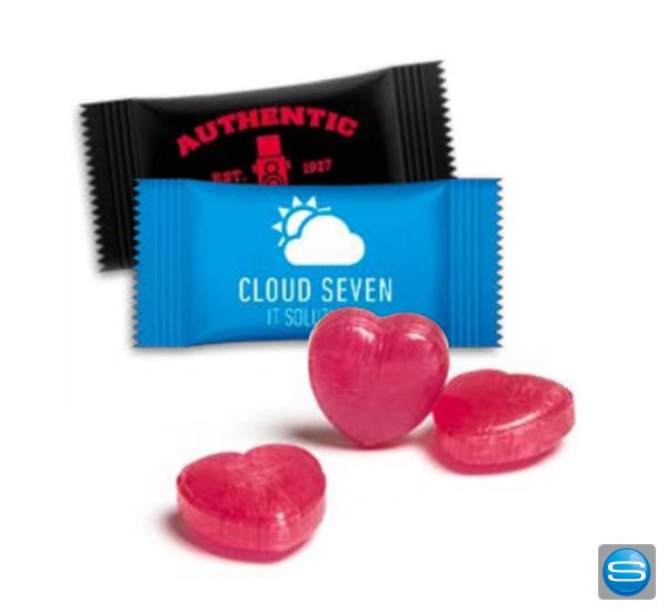 Herz Bonbons mit Himbeergeschmack als Streuartikel